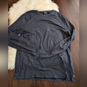 Toad&Co Tempo Organic Cotton Blend Heathered Navy Blue Long Sleeve Tee L Large